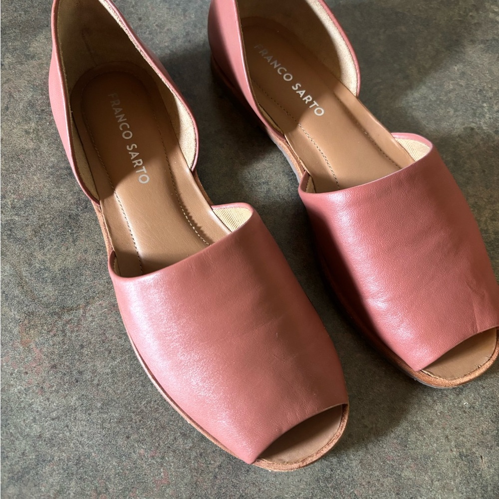 Franco Sarto Terra Cotta Colour Leather Flats with D'Orsay Design